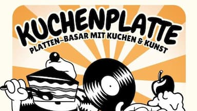 Kuchenplatte Nr. 22, Schallplattenbasar mit Ausstellung + Kuchenbuffet